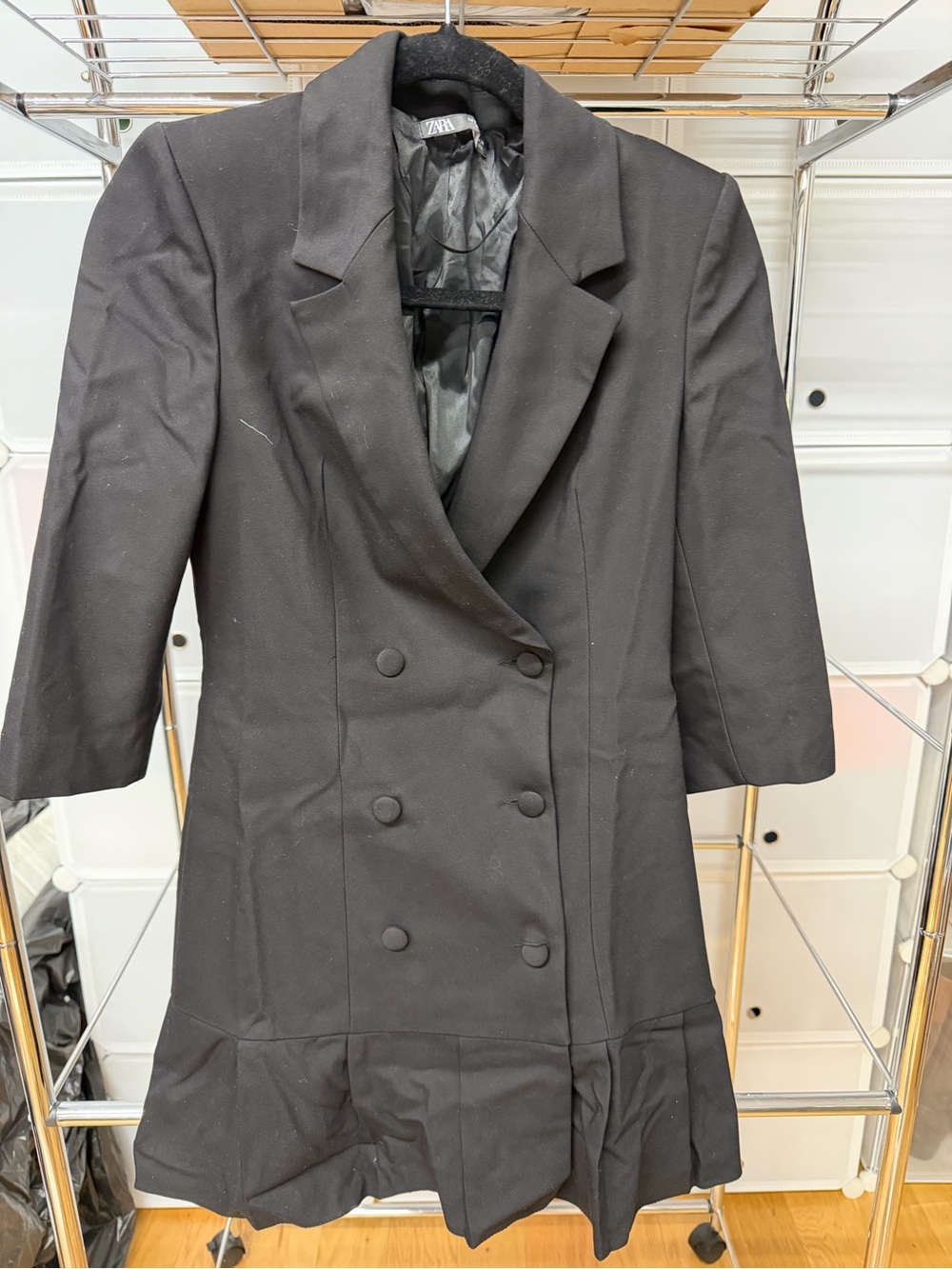 Zara Black Double-Breasted Blazer Dress